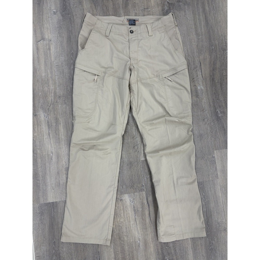 5.11 Tactical Apex Pants Mens 38x34 Khaki Cargo Flex-Tac Workwear Ripstop EUC